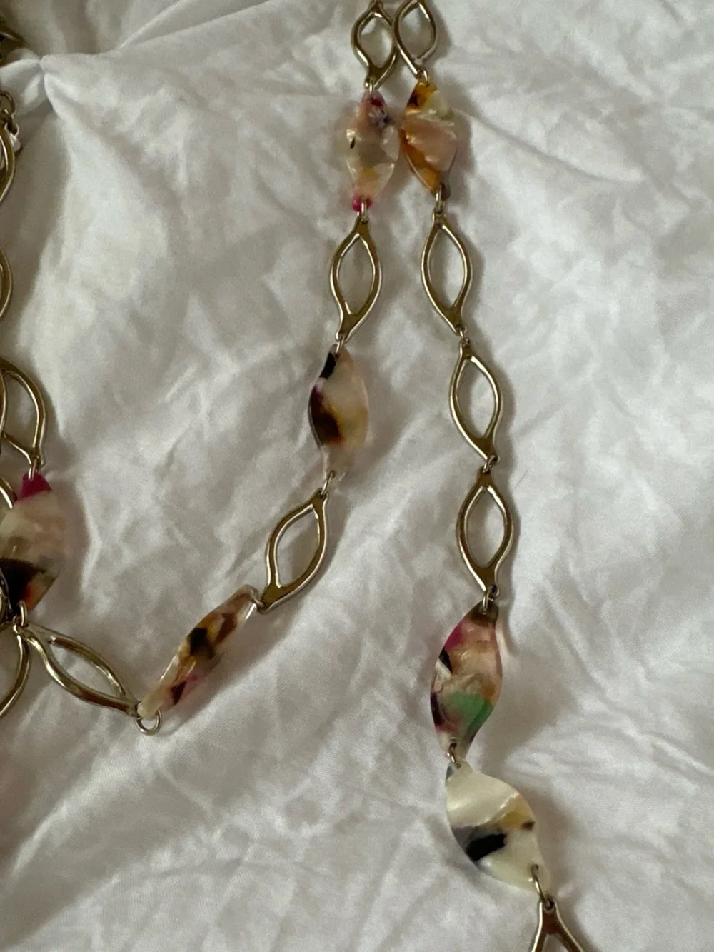 LOFT Gold-Tone Link Necklace with Multicolor Resin Beads